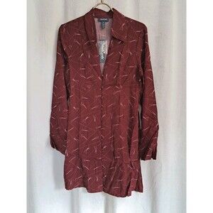 Modcloth A Cut Above Shirt Dress Deep Red Scissor Print Button Up Size 2 NWT